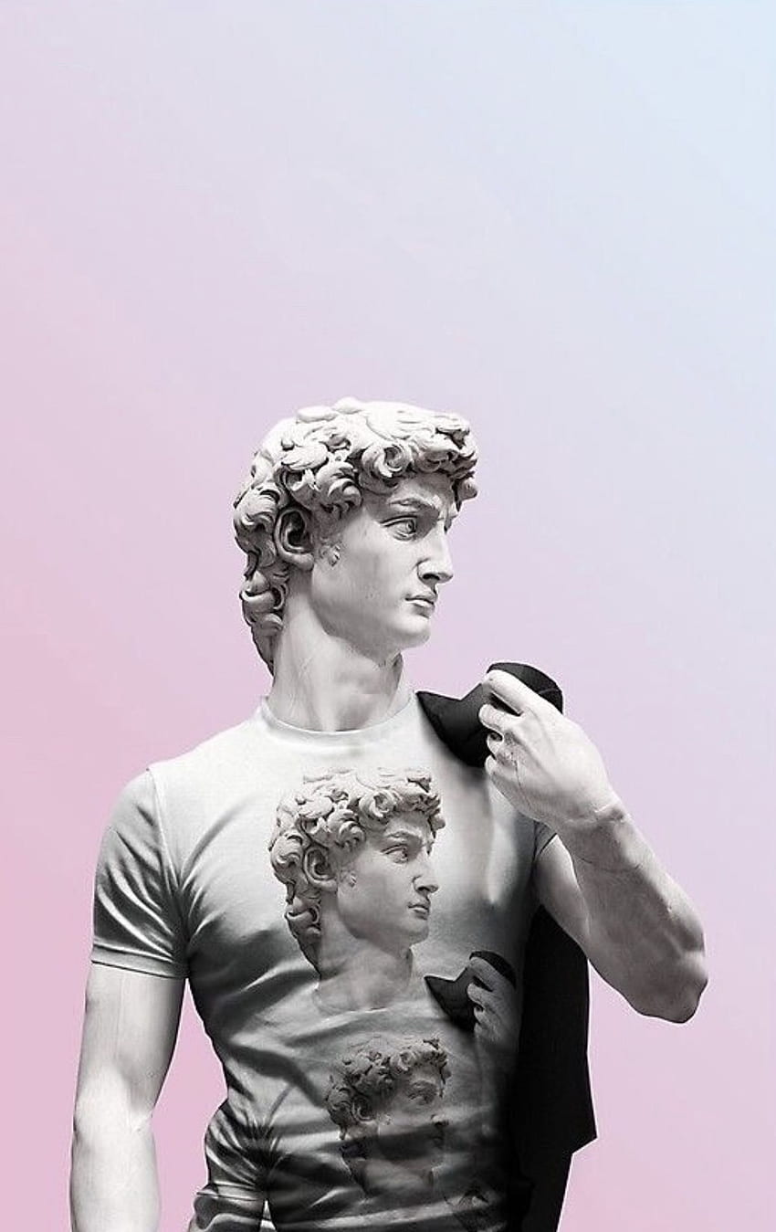Ästhetischer Dampfwellen-David-Statuen-Grafikdruck von Gergeorge. Ästhetische Statue, Statue, abstraktes Grafikdesign, ästhetische Skulptur HD-Handy-Hintergrundbild