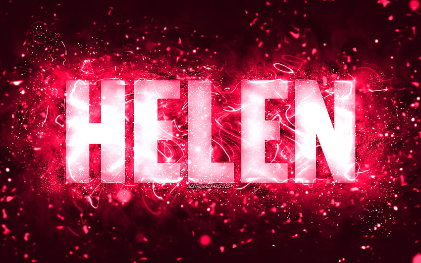 Честита Биртей Хелън, , розови неонови светлини, име Хелън, творчески, Хелън Честита Биртей, Хелън Биртей, популярни американски женски имена, с име Хелън, Хелън HD тапет
