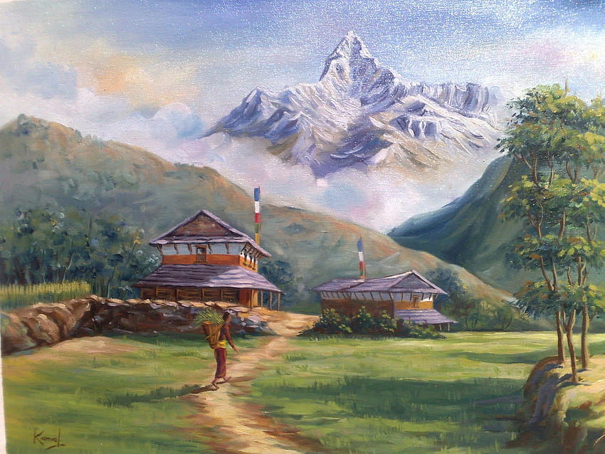 Dipinti del Nepal, Paesaggio del Nepal Sfondo HD