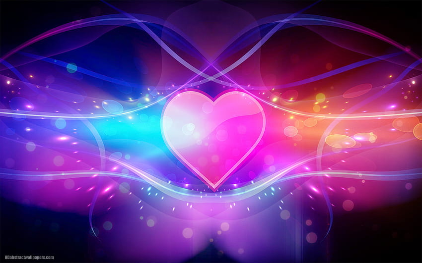 Colorful Abstract With Pink Love Heart Ã - Blue And Purple Heart, Blue ...