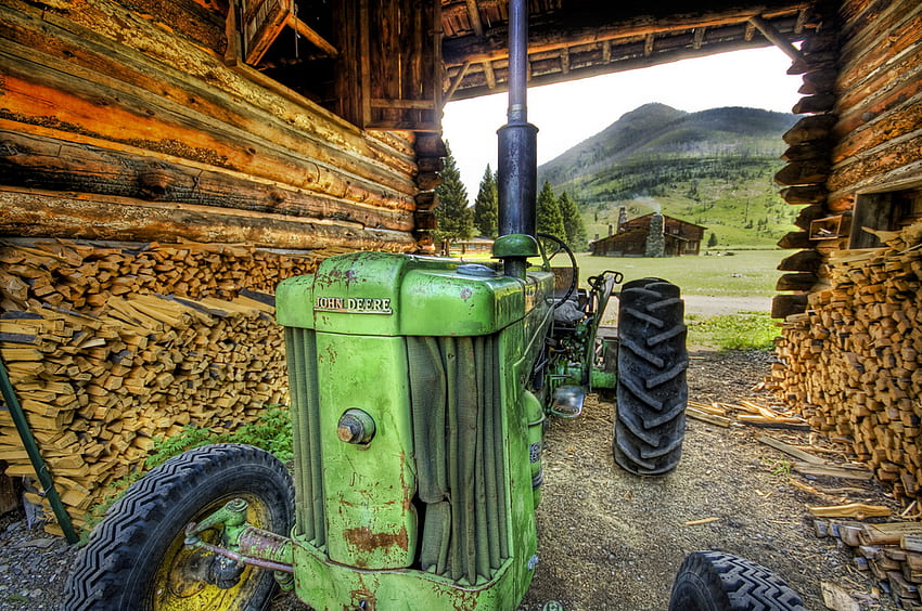 It's A Deere, farm, barn, john deere, tractor HD wallpaper