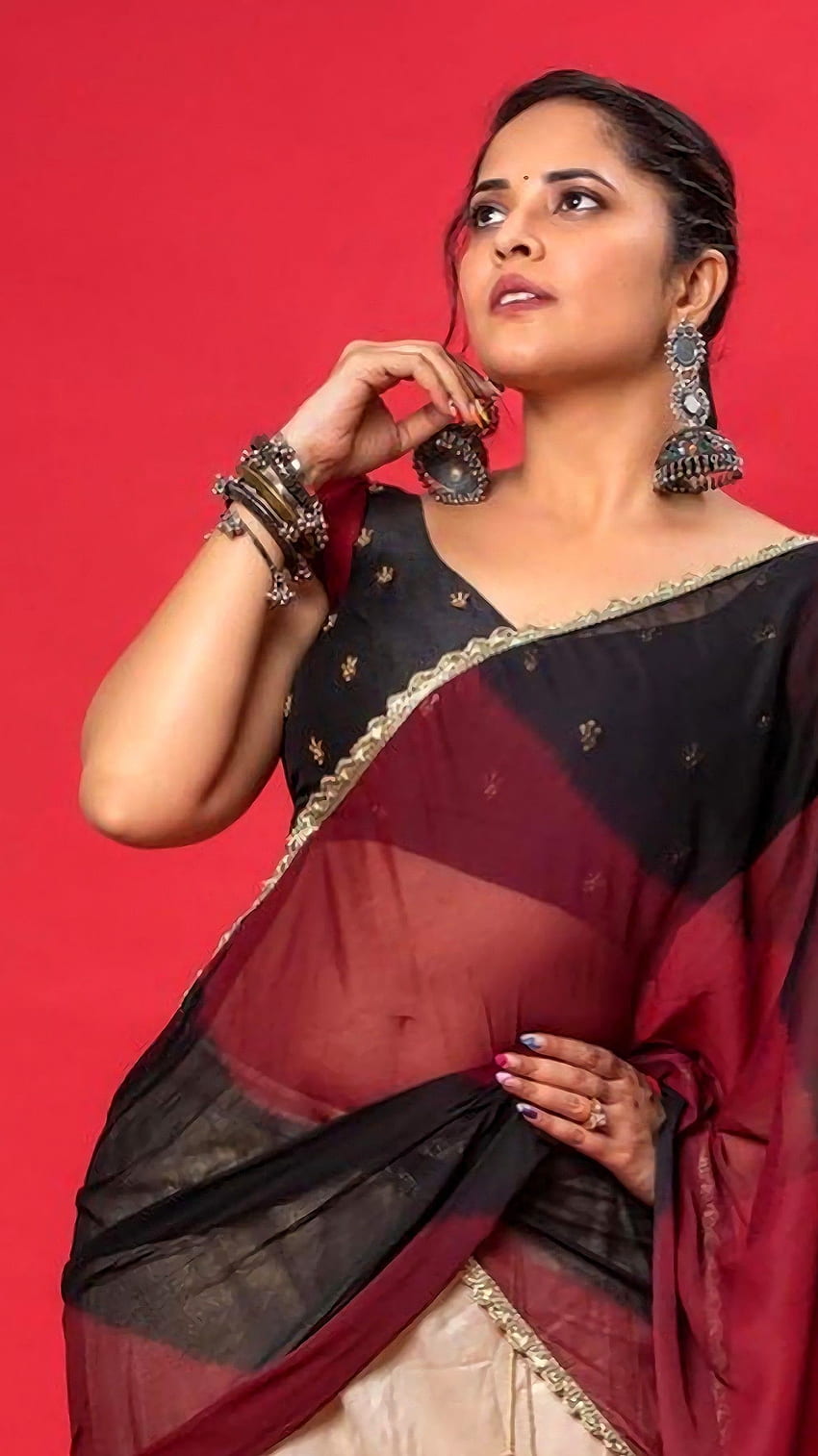 Anusuya Bharadwaj, atriz telugu, âncora, beleza saree Papel de parede de celular HD