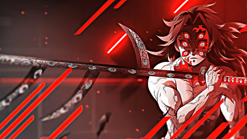 Kokushibo Schwert Red Eyes Demon Slayer Kimetsu no Yaiba HD-Hintergrundbild