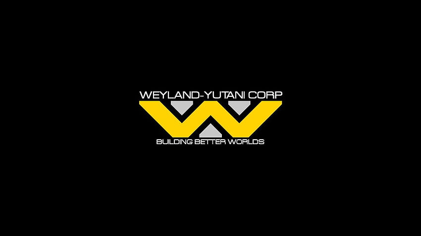 Weyland Yutani Corporation, czarne tło, logo, typografia, film o kosmitach Tapeta HD