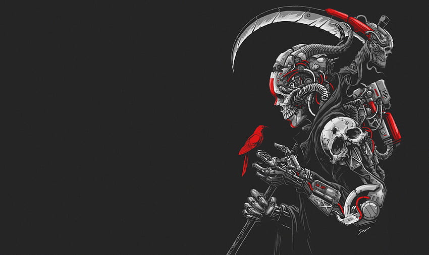 Robot Grim Reaper with Red Bird Ultra . Background . HD wallpaper