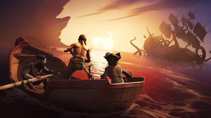 Kraken Pirates Sea Of Thieves Video Game Thumbnail - Sea Of Thieves Kraken - & Background HD wallpaper