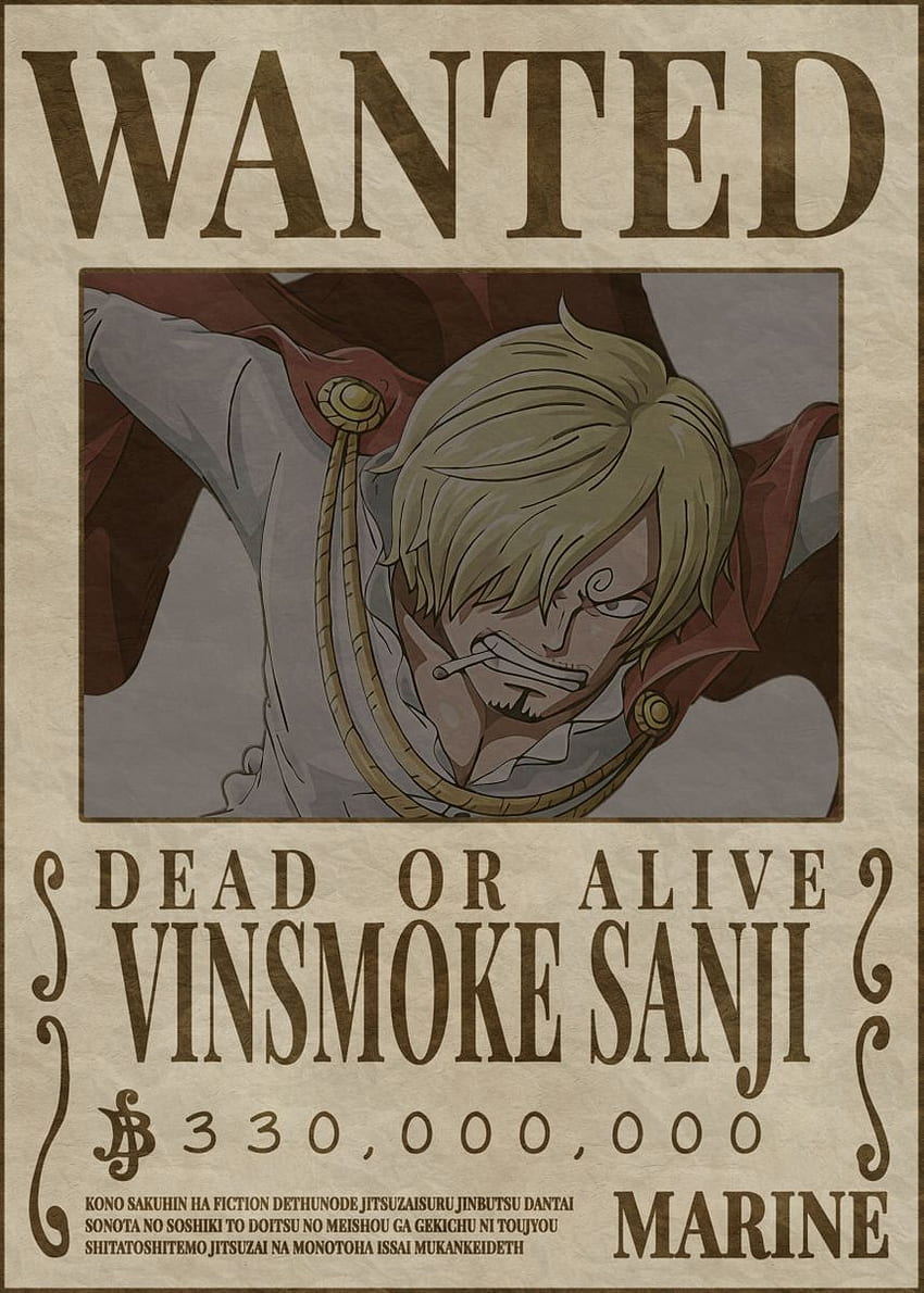 Sanji Bounty Wanted Poster' Poster di Melvina Poole. Displate in 2022. One piece tattoos, One piece bounties, Bounty Franky Sfondo del telefono HD