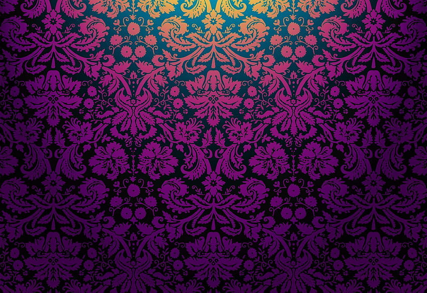 Free Vector  Decorative background with a purple damask pattern