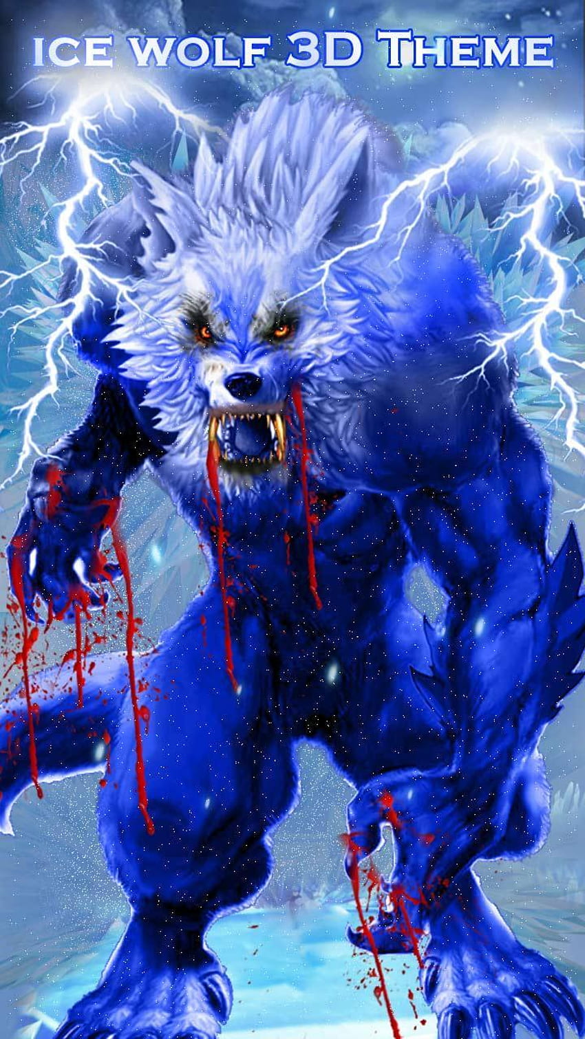 Lobo de hielo Blue 3D Theme para Android, Blue Lightning Wolf fondo de pantalla del teléfono