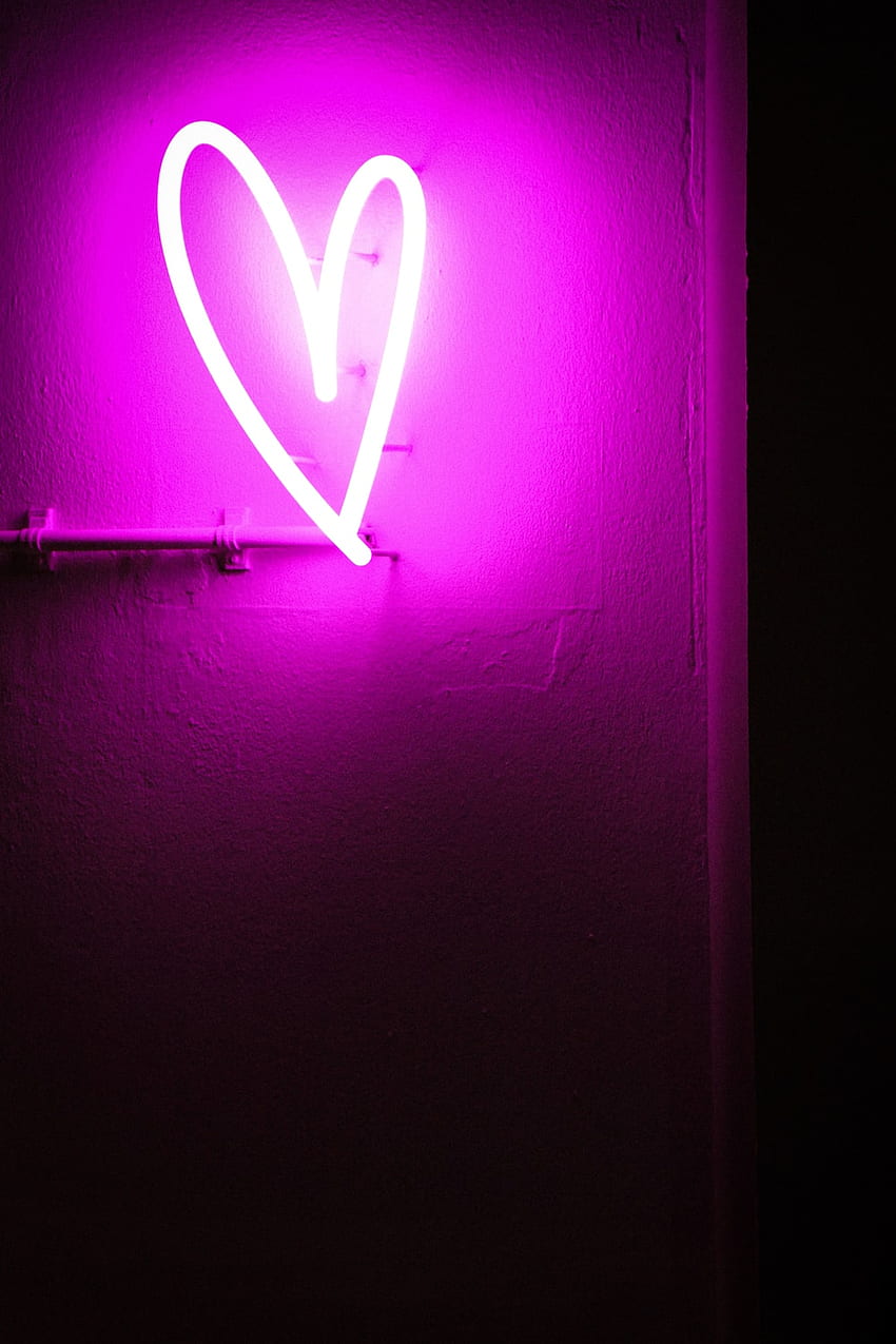 Neon Pink หัวใจนีออนสีชมพูน่ารัก วอลล์เปเปอร์โทรศัพท์ HD