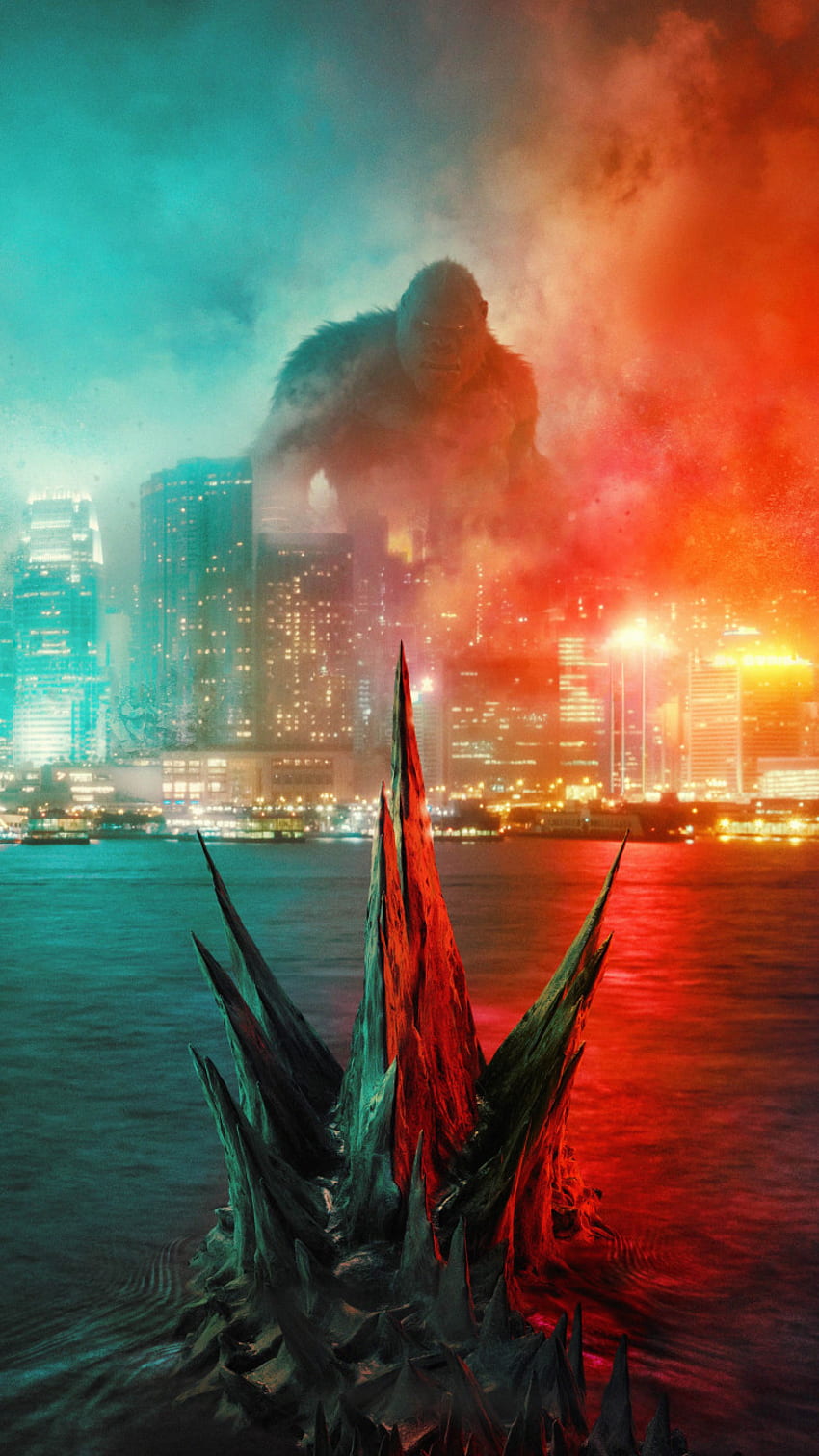 Godzilla vs Kong 2021 iPhone 6, iPhone 6S, iPhone 7 , filmy , i tło, King Kong Tapeta na telefon HD