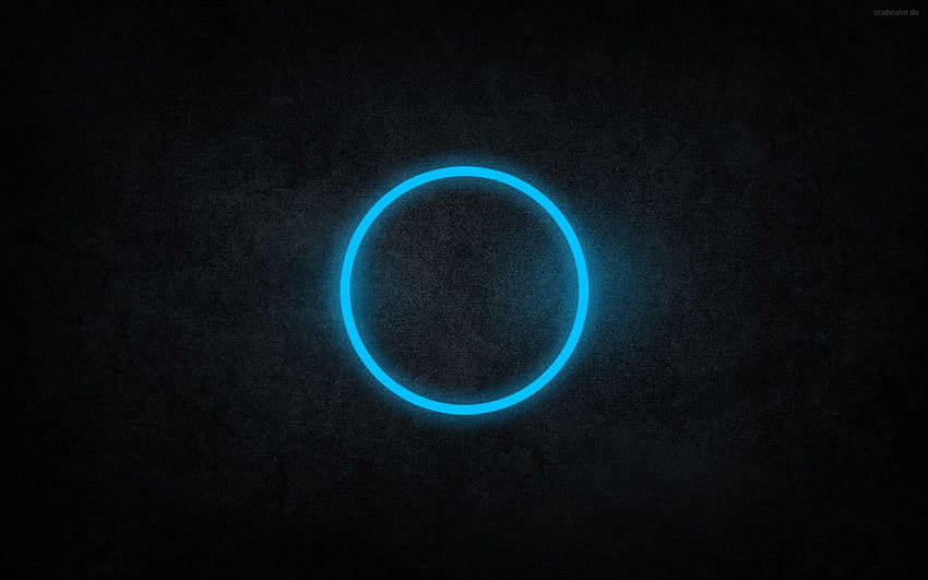 Abstrakte blaue schwarze dunkle Kreise ringen cyanfarbene Neonkunst HD-Hintergrundbild