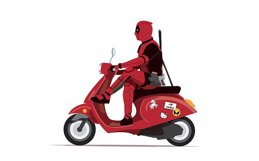 Deadpool sur scooter, arrière-plan et cyclomoteur Fond d'écran HD