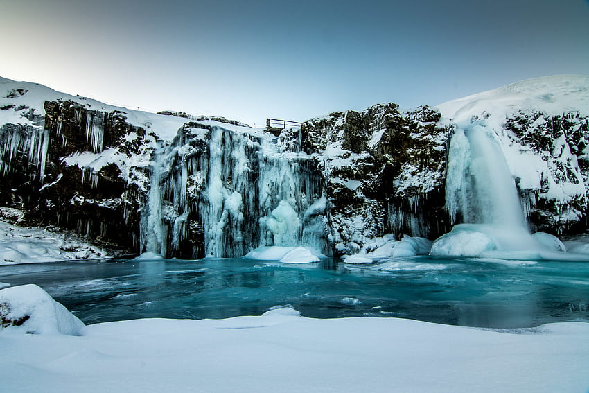 Winter, Nature, Ice, Snow, Waterfall, Frozen HD wallpaper