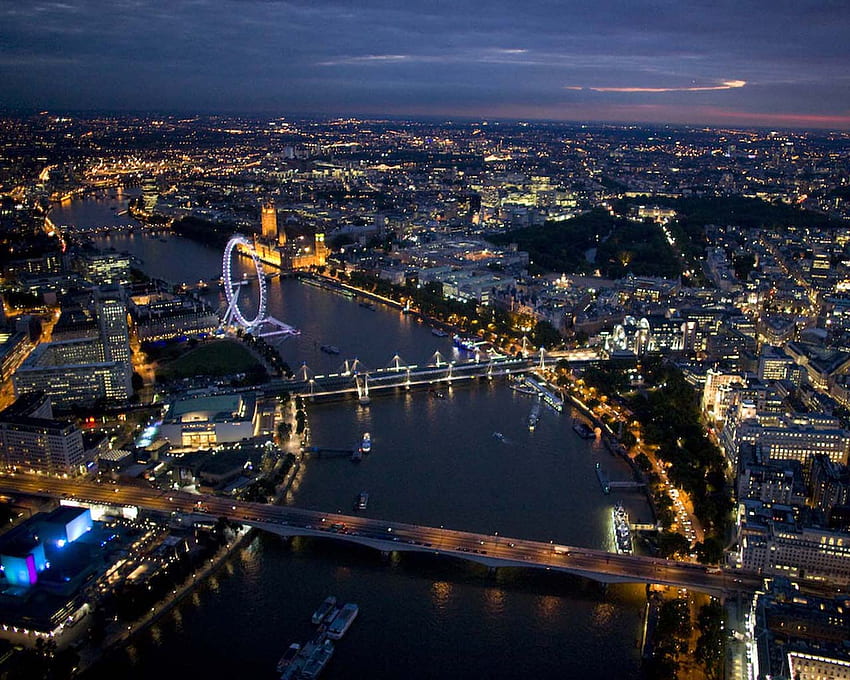 Ciudad de Londres por la noche, horizonte nocturno de Londres fondo de pantalla