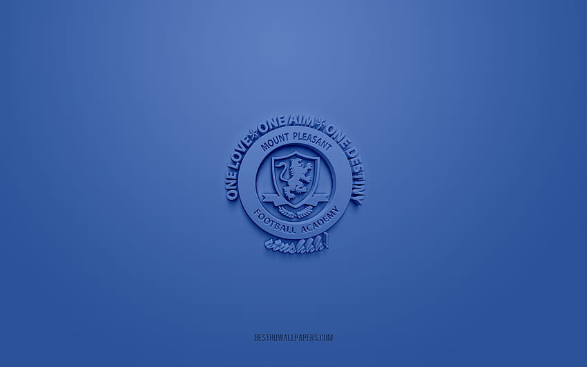 Mount Pleasant Academy FC, creative 3D logo, blue background, Jamaican football club, National Premier League, Saint Ann, Jamaica, 3d art, football, Mount Pleasant Academy FC 3d logo HD wallpaper