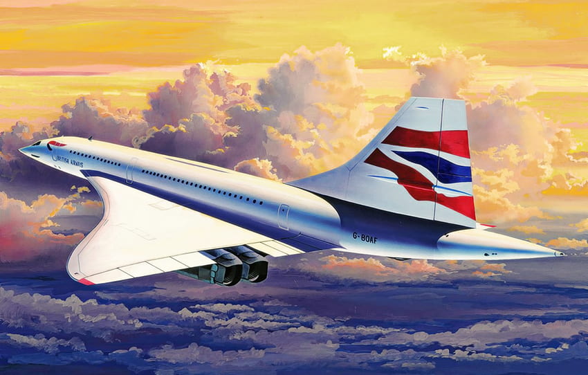 sztuka, malarstwo, lotnictwo, Concorde, samolot do , sekcja lotnicza, Concorde Airplane Tapeta HD