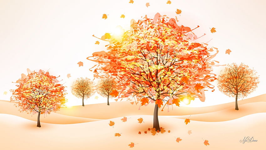 cuda jesieni, liście, abstrakt, jesień, drzewa, jesień, pory roku, pomarańcza, złoto Tapeta HD