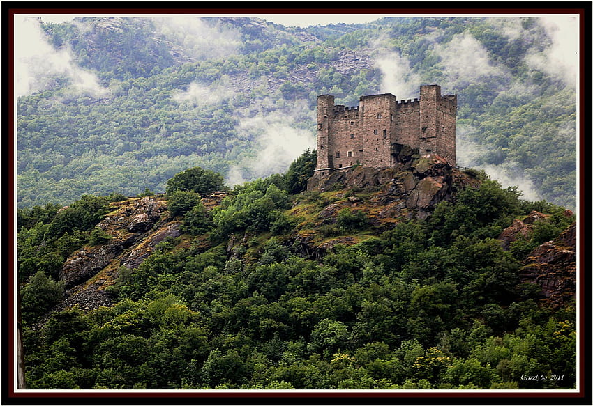Ussel Castle, medieval, nature, castle, chatillon, forest HD wallpaper
