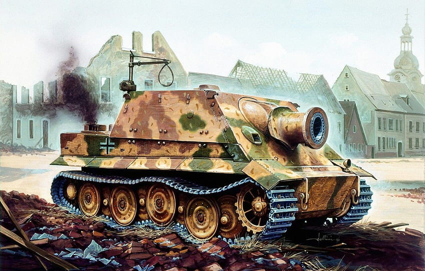 guerra, arte, tanque, ww2, tanque, tanque alemán, pintura, La tormenta, Alemán WW2 Panzer fondo de pantalla