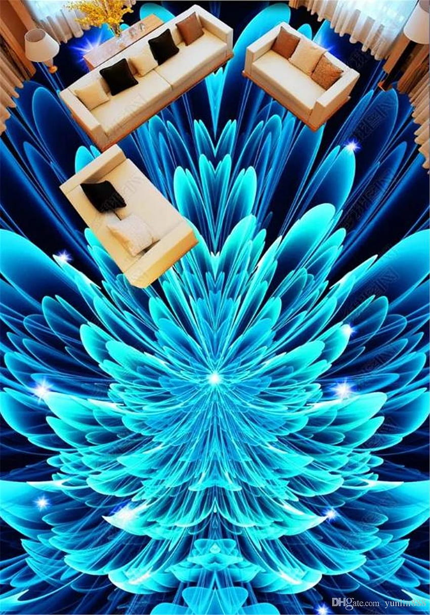Custom 3D Wallpape Beautiful Abstract Blue Fantasy Flower 3D Floor Decoration 3D Effect HD phone wallpaper