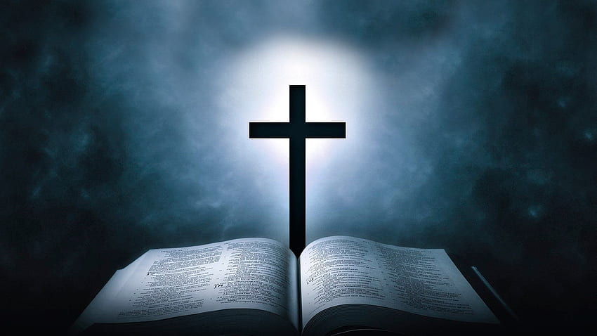 Cross, Book, Backlight - Bible HD wallpaper