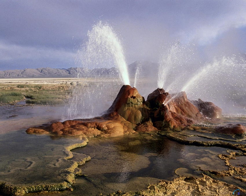 Fly Geyser, Black Rock Desert, Nevada, geyser, nero, schizzi, natura, roccia, Stati Uniti d'America Sfondo HD
