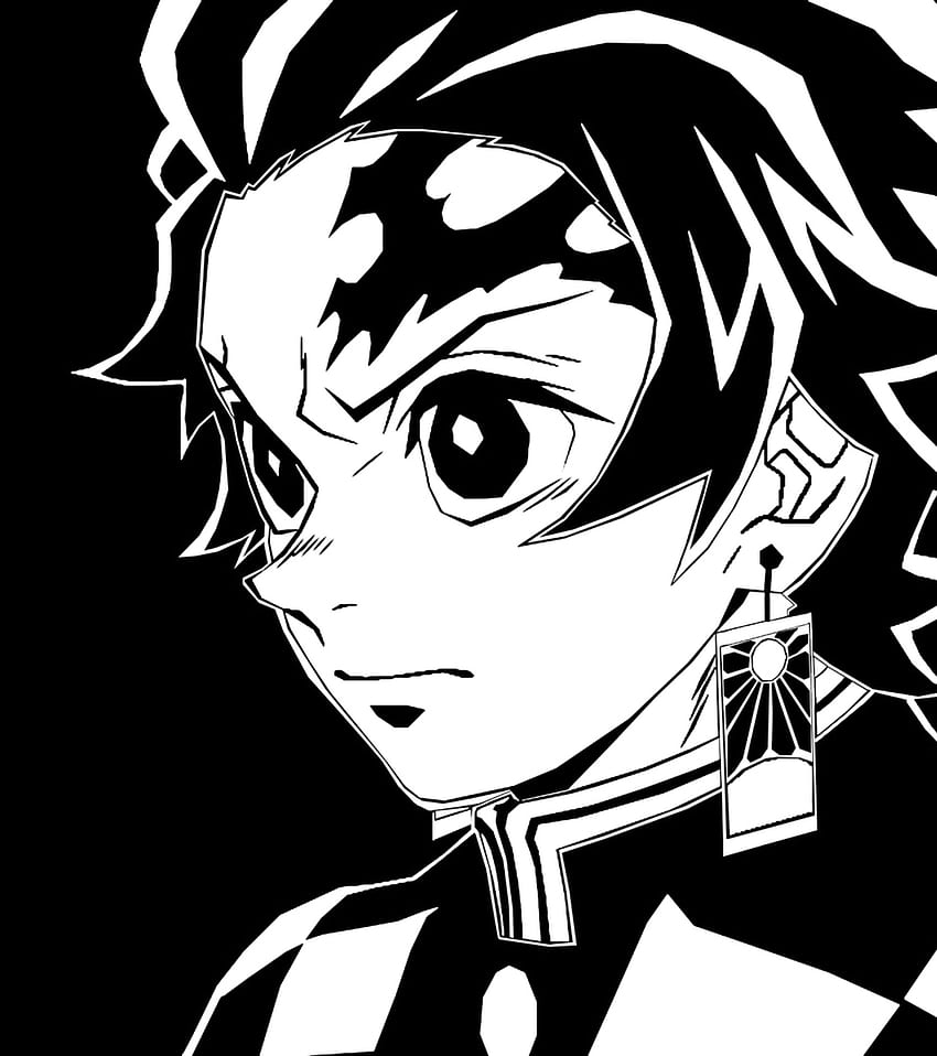 Tanjirou Kamado Manga Resolución, Anime, y , Demon Slayer Blanco y negro fondo de pantalla del teléfono