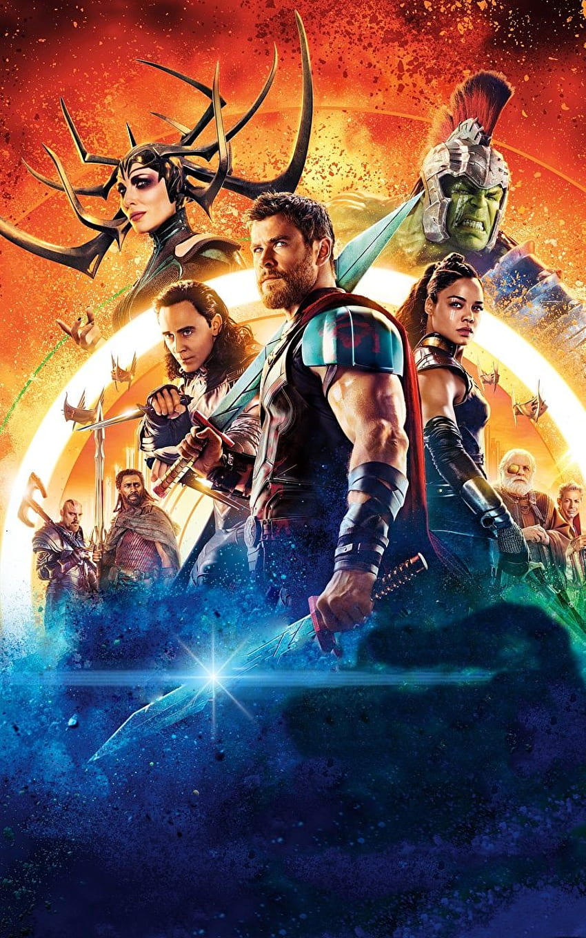 Thor: Ragnarok Tom Hiddleston Chris Hemsworth Hulk, plakat filmowy Thor Tapeta na telefon HD