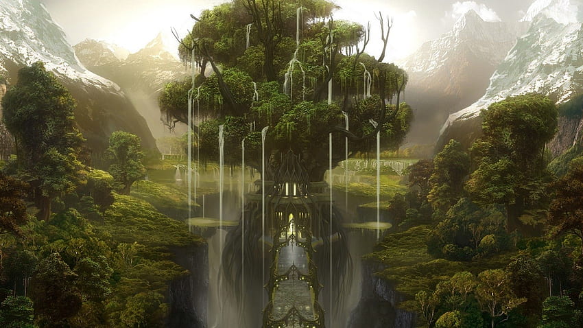 Fantezi Ormanı, Orman Şehri HD duvar kağıdı