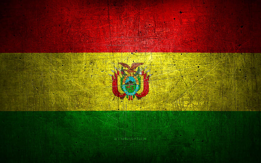 Bandiera del metallo boliviano, arte grunge, Paesi sudamericani, Giorno della Bolivia, simboli nazionali, Bandiera della Bolivia, bandiere di metallo, Bandiera della Bolivia, Sud America, Bandiera boliviana, Bolivia Sfondo HD