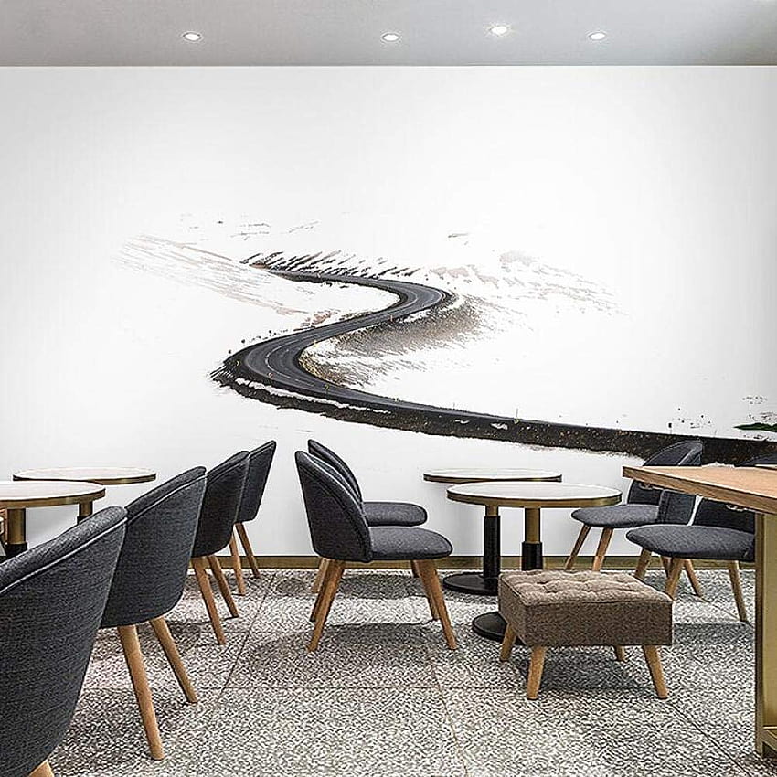 Estilo nórdico minimalista restaurante extensão de espaço de escritório 3d sofá fundo minimalista neve estrada c, 300 cm × 210 cm Papel de parede de celular HD
