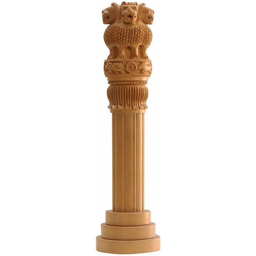 Kup ręcznie wykonaną drewnianą kolumnę Ashok Stambh firmy Gopal, wysokość 10 cali (brązowa) online po niskich cenach w Indiach, kolumna Ashoka Tapeta na telefon HD