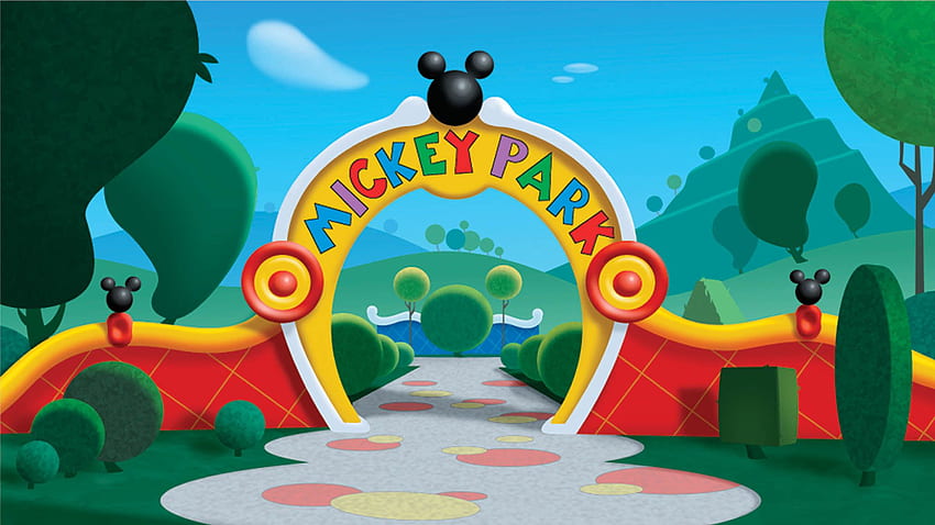 Mickey-Mouse-Park-Cartoon. Mickymaus-Clubhaus, Mickymaus-Hintergrund, Mickymaus HD-Hintergrundbild