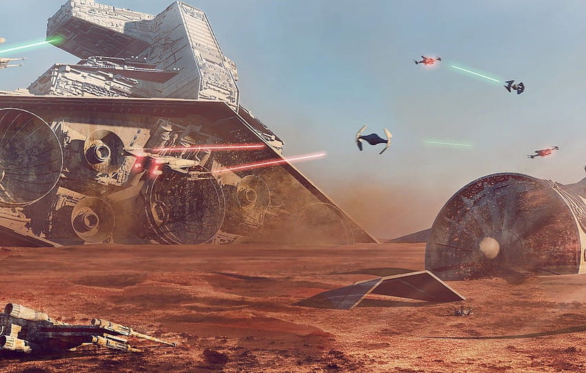 planet, Star Wars, battle, Concept Art, Battle of Jakku HD wallpaper