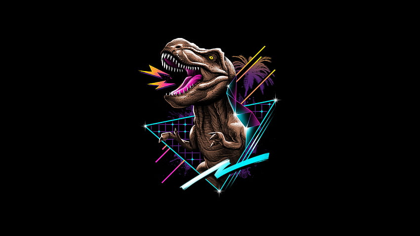 Tyrannosaurus Rex Dinosaur Retrowave iPad Pro Retina Display , Artist , , and Background - Den, Dinosaur Anime HD wallpaper