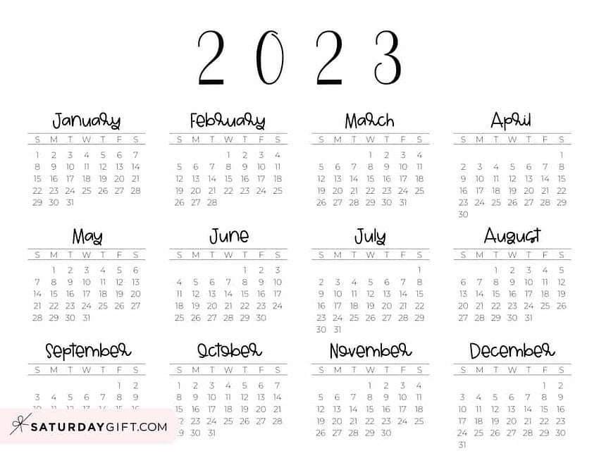 印刷可能なカレンダー - かわいい & 2023 年間カレンダー テンプレート 高画質の壁紙