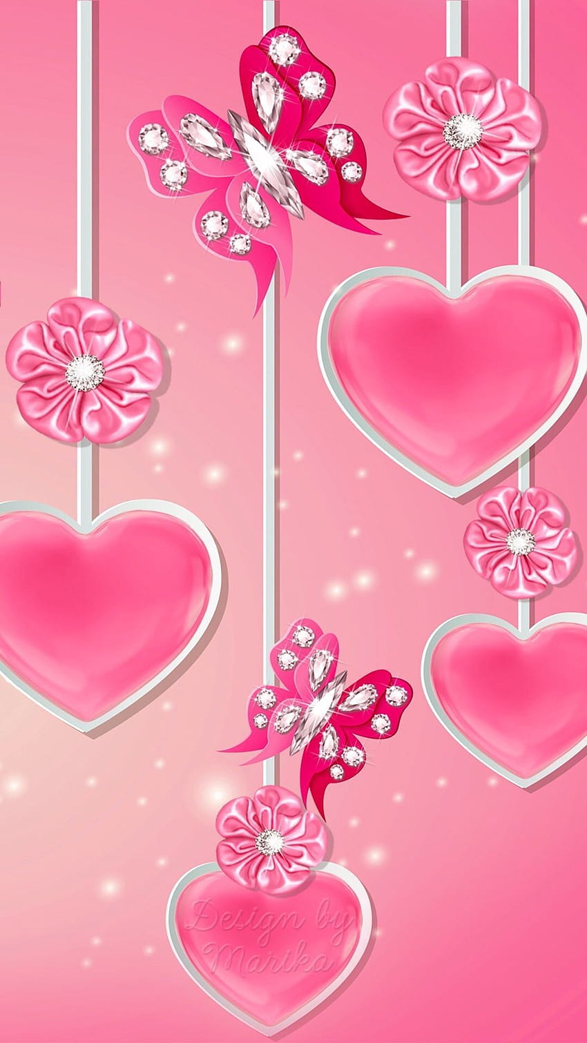 Pink Hearts Flowers And Butterflies - Love Pink, Pastel Pink ...