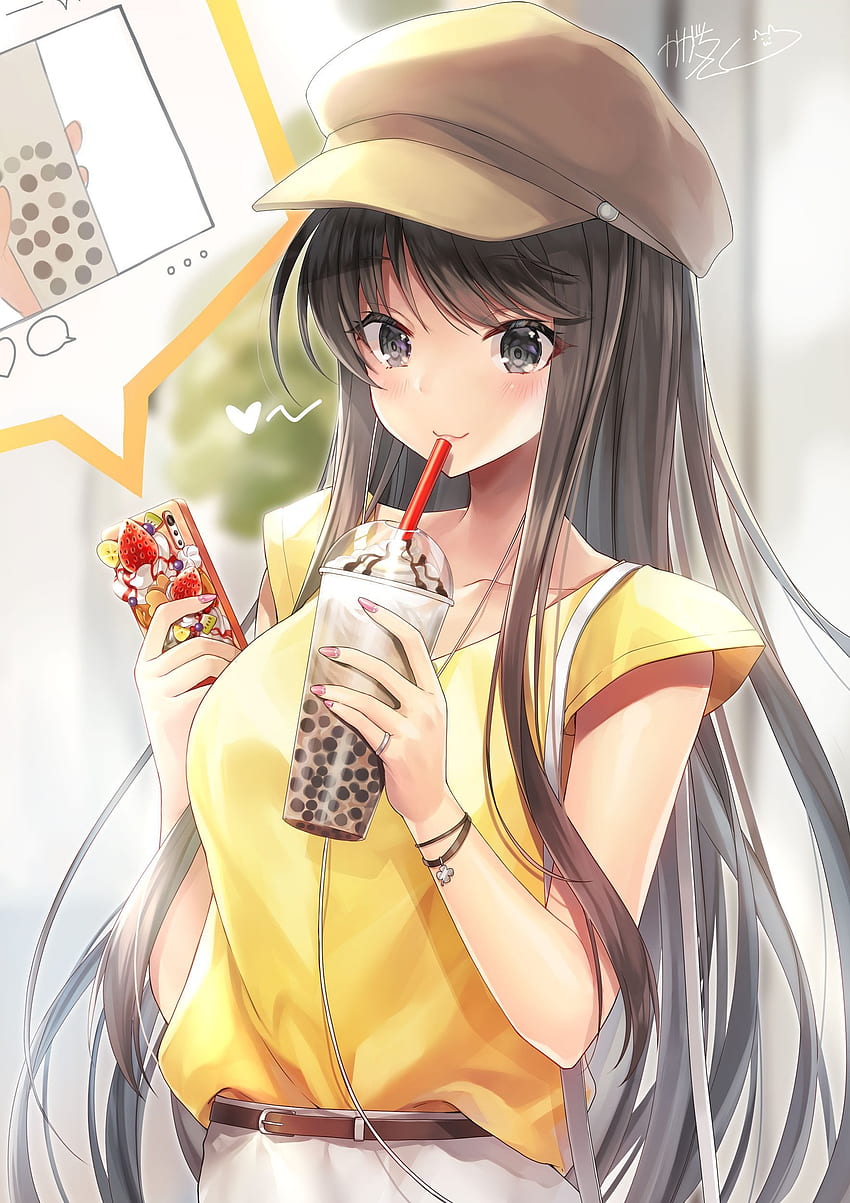 Bubble Tea Anime Milk Tea - Iced Matcha Tea HD phone wallpaper