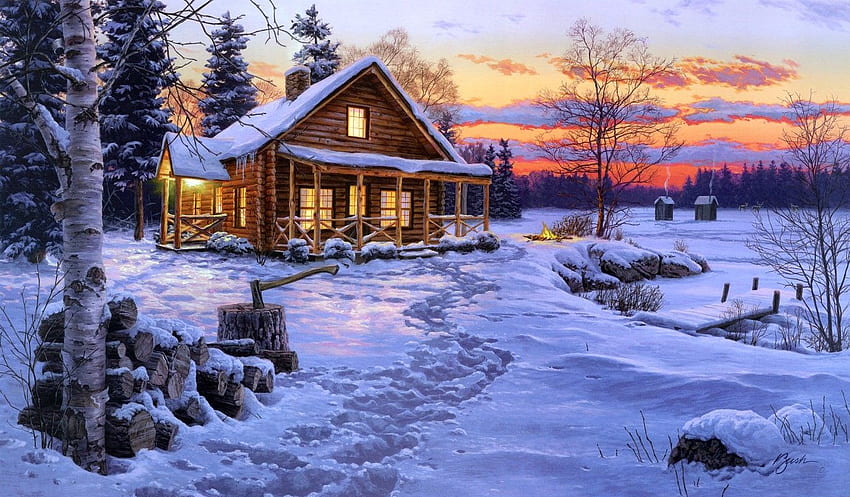 Log Cabins . Cute Blog, Rustic Winter HD wallpaper