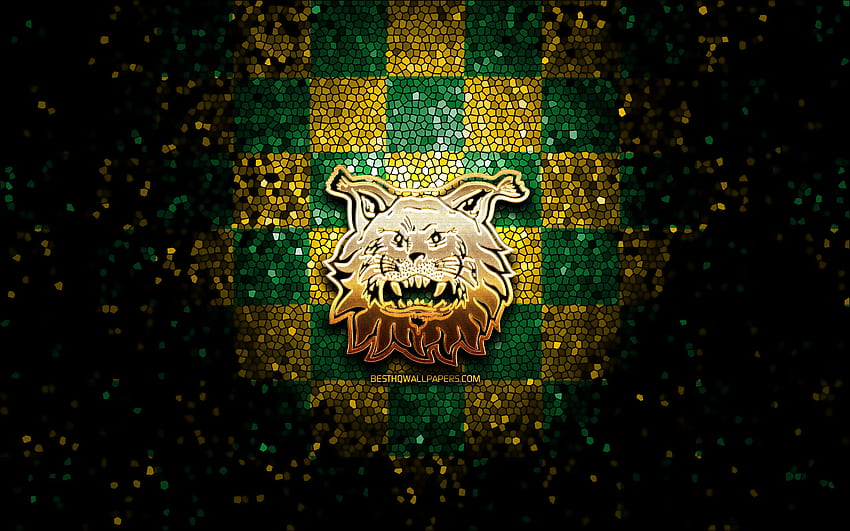 FC Ilves, logo gemerlap, Veikkausliiga, latar belakang kotak-kotak kuning hijau, sepak bola, klub sepak bola Finlandia, logo FC Ilves, seni mosaik, sepak bola, Ilves FC Wallpaper HD