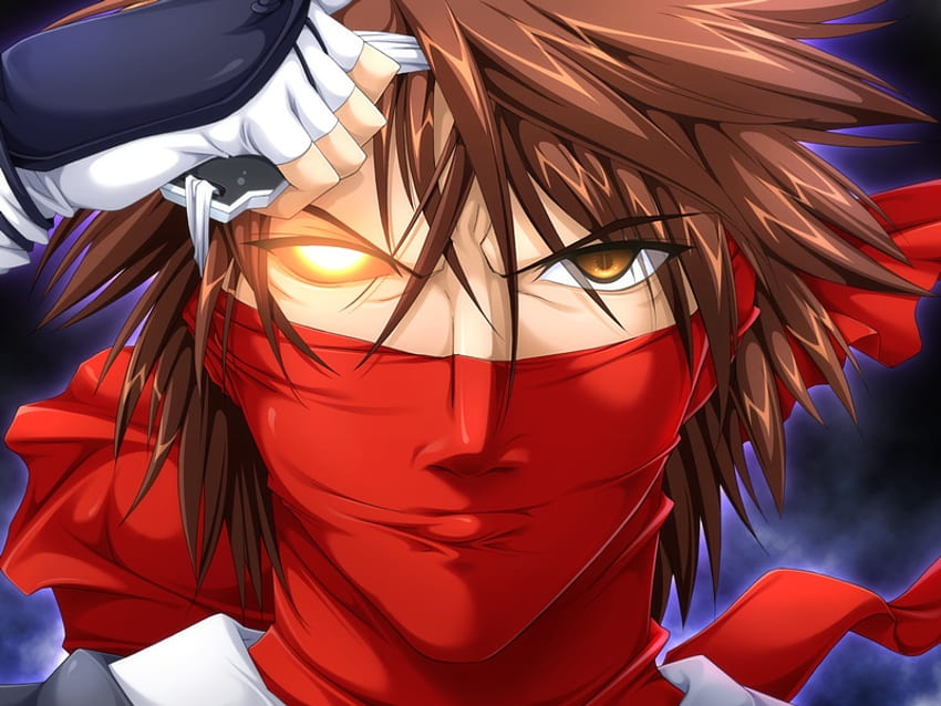 Strider Hiryu เกม หน้ากาก ดวงตาสีส้ม หัว ใบหน้า วีดีโอเกมส์ ผมสีน้ำตาล ชาย strider วอลล์เปเปอร์ HD