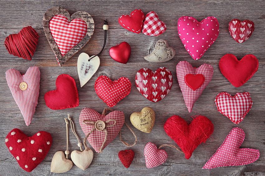Herzen, Rosa, Liebe, Holz, Baum, Stoff, Blöcke, Schriftzüge, Aufschriften HD-Hintergrundbild