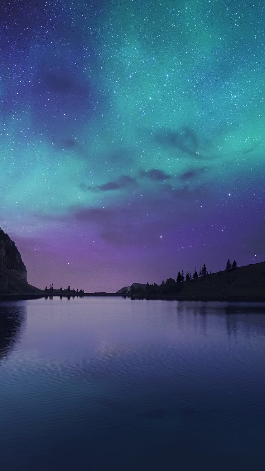 북극광, 오로라, 별, 밤, 하늘 - iPhone HD 전화 배경 화면