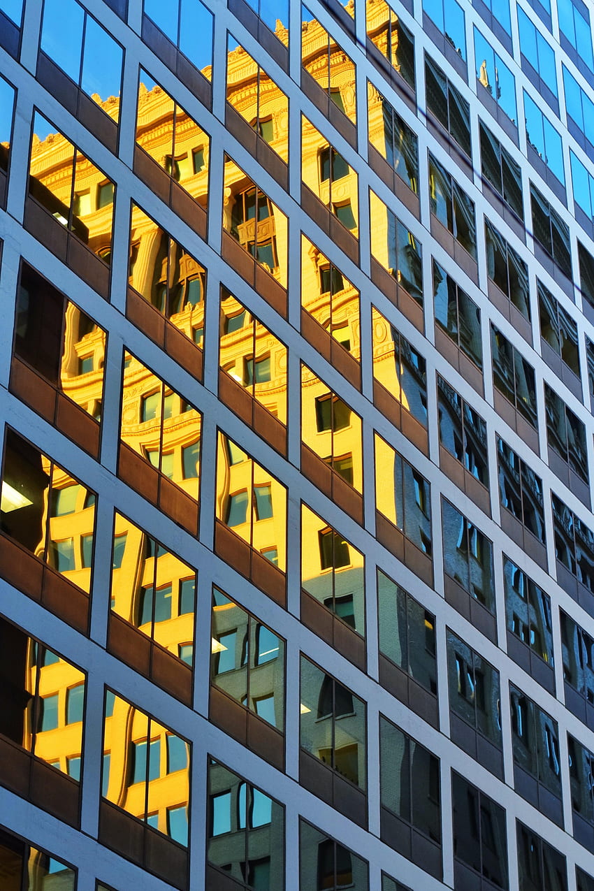 เมือง อาคาร การสะท้อน กระจก ซุ้ม วอลล์เปเปอร์โทรศัพท์ HD