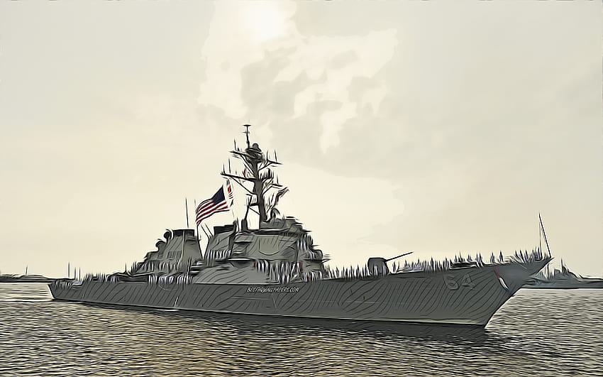 USS Carney, , 벡터 아트, DDG-64, 구축함, 미 해군, 미 육군, 추상 선박, 전함, 미 해군, 알레이 버크급, USS Carney DDG-64 HD 월페이퍼