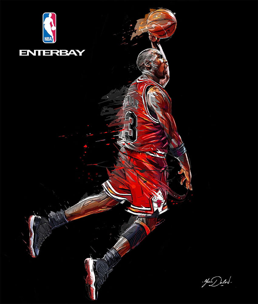 Tre dipinti del famoso Michael Jordan, Scottie - Michael Jordan Dunk Art - e , Michael Jordan Dunking Sfondo del telefono HD