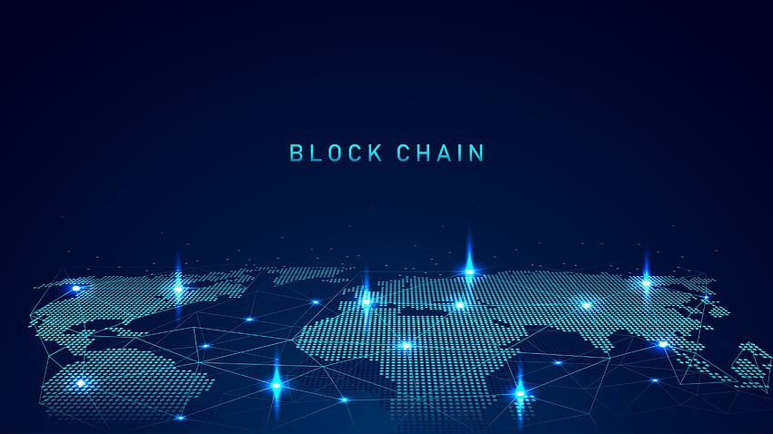 Blockchain-Technologie mit einem globalen Verbindungskonzept. Vektor-Illustration. Blockchain-Technologie, Blockchain, Währungsdesign HD-Hintergrundbild