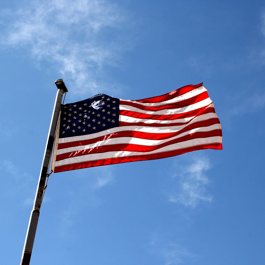 Bendera Amerika melawan Langit Biru. grafik. Area publik wallpaper ponsel HD