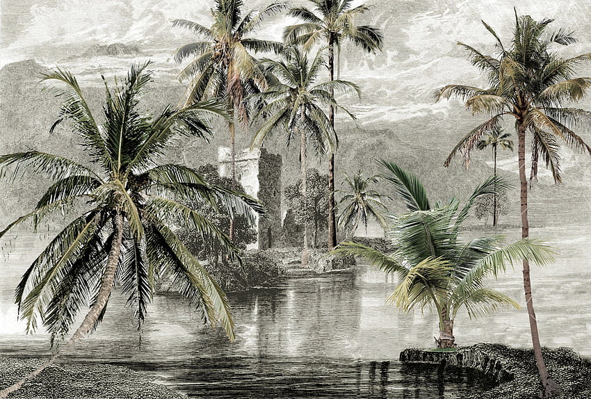 Mural Paisaje Tropical Grabado 4 AZ036 – Prime Walls US fondo de pantalla